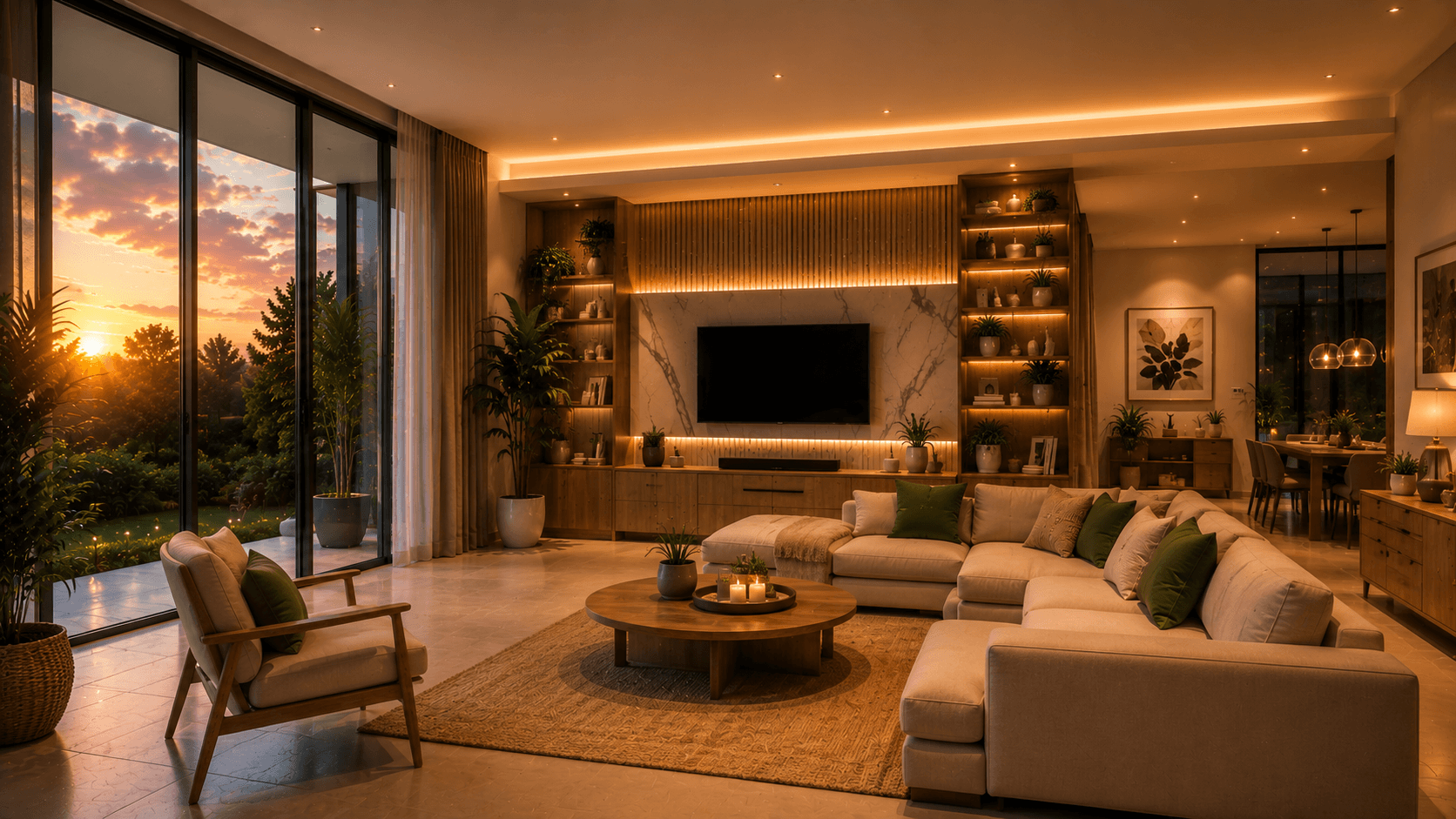 Clean living room carpet and floor